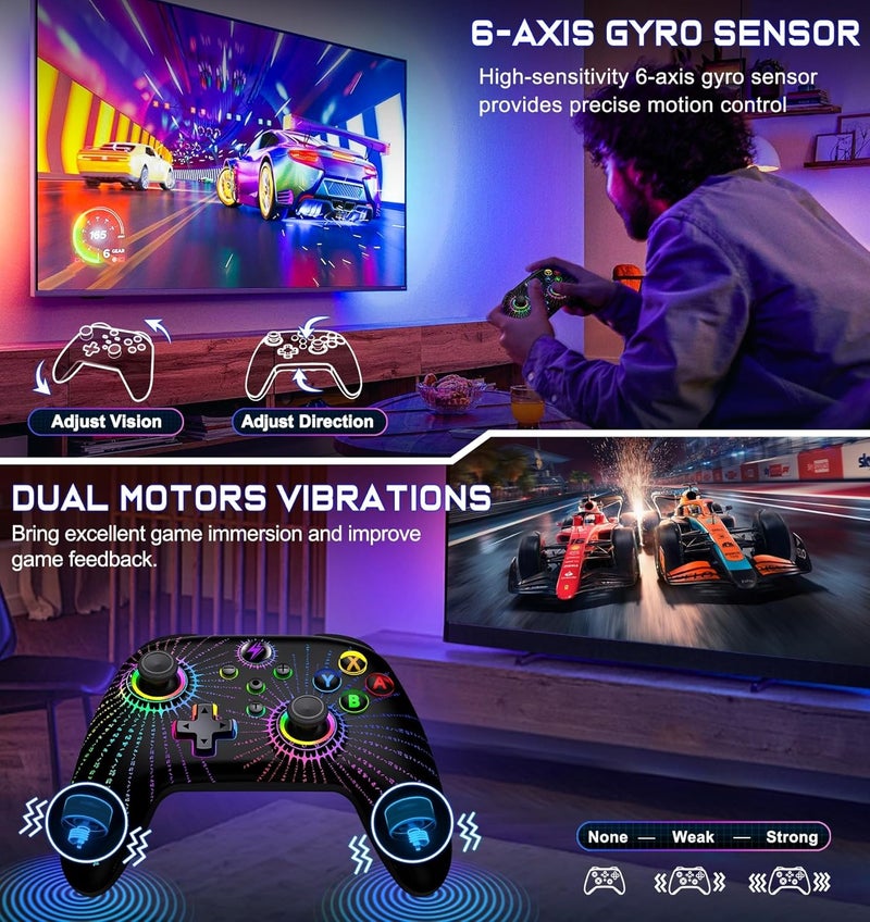 NinjaPlusOX Wireless Switch Controller for Nintendo Switch/Switch 2/Lite/OLED, Switch Pro Controller support iOS/Android/Windows PC, Switch Remote Gamepad with Programmable Macro/Turbo/Motion Control/Vibration/Wake Up - Image 5